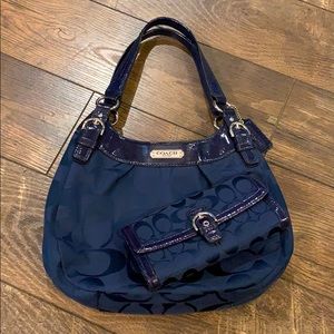 Coach Navy Signature Jacquard Bag and Wallet